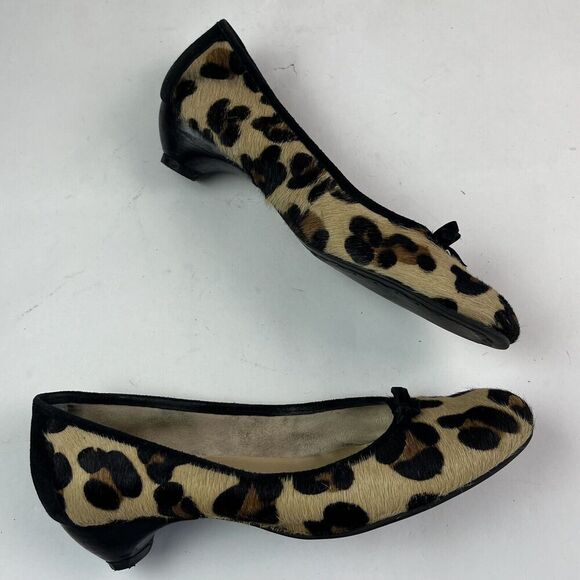 Nine West Leopard Print Calf Hair heel Ballet Pump 8 Cheetah Vtg Y2K Preppy Shoe - Picture 9 of 14
